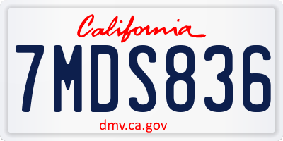 CA license plate 7MDS836