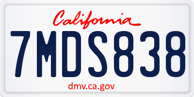 CA license plate 7MDS838