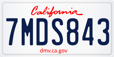 CA license plate 7MDS843