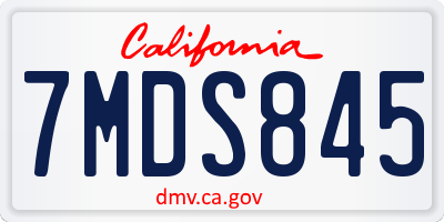 CA license plate 7MDS845
