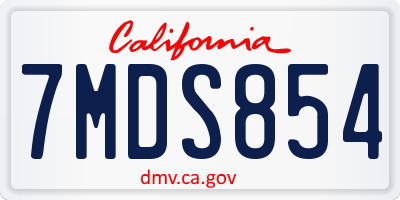 CA license plate 7MDS854