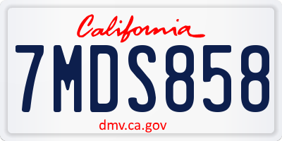 CA license plate 7MDS858