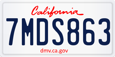 CA license plate 7MDS863