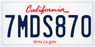 CA license plate 7MDS870