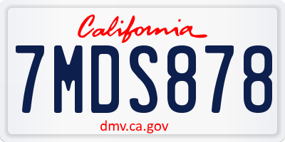 CA license plate 7MDS878