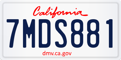 CA license plate 7MDS881