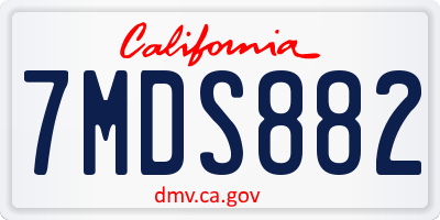 CA license plate 7MDS882