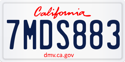 CA license plate 7MDS883