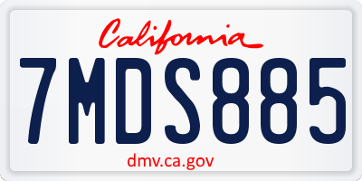 CA license plate 7MDS885