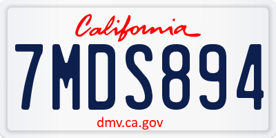 CA license plate 7MDS894