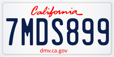 CA license plate 7MDS899