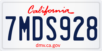 CA license plate 7MDS928