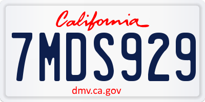 CA license plate 7MDS929