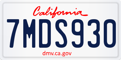 CA license plate 7MDS930