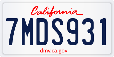 CA license plate 7MDS931