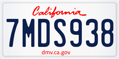 CA license plate 7MDS938