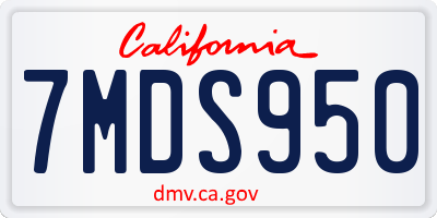 CA license plate 7MDS950