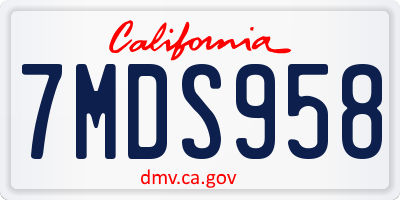 CA license plate 7MDS958
