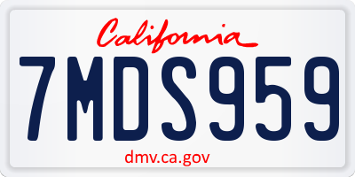 CA license plate 7MDS959