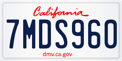 CA license plate 7MDS960