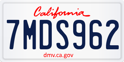 CA license plate 7MDS962