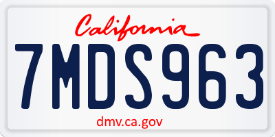 CA license plate 7MDS963
