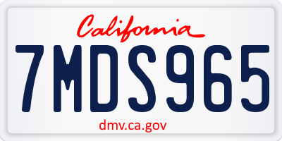 CA license plate 7MDS965