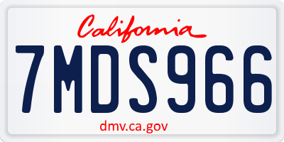 CA license plate 7MDS966