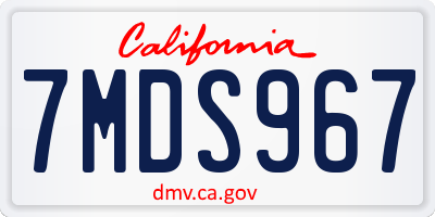 CA license plate 7MDS967