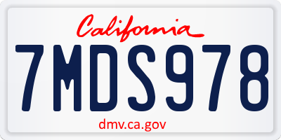 CA license plate 7MDS978