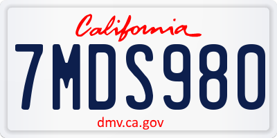 CA license plate 7MDS980