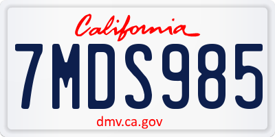 CA license plate 7MDS985