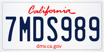 CA license plate 7MDS989