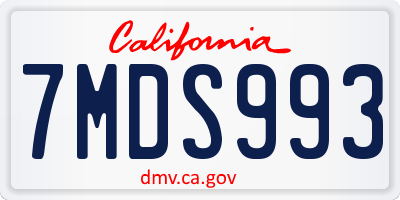 CA license plate 7MDS993