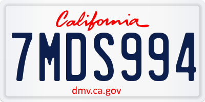 CA license plate 7MDS994
