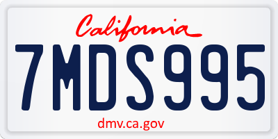 CA license plate 7MDS995