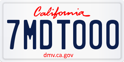CA license plate 7MDT000