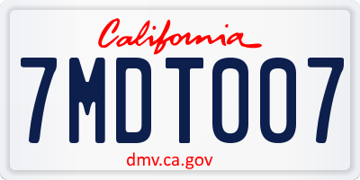 CA license plate 7MDT007