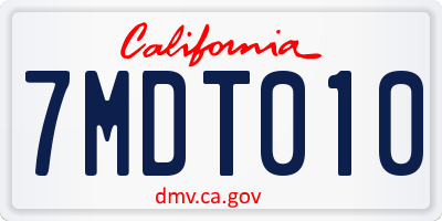 CA license plate 7MDT010