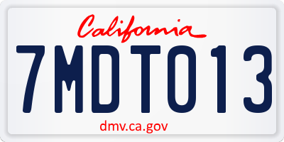 CA license plate 7MDT013