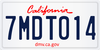 CA license plate 7MDT014