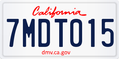 CA license plate 7MDT015