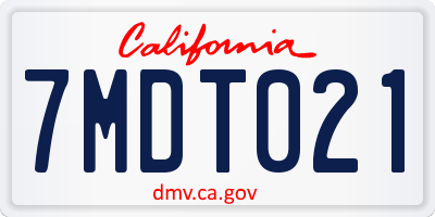 CA license plate 7MDT021