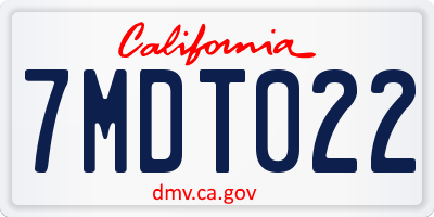 CA license plate 7MDT022