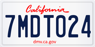 CA license plate 7MDT024