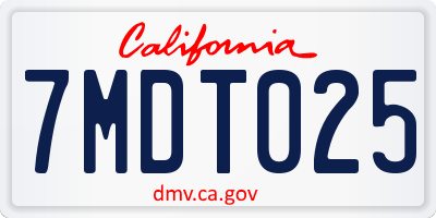CA license plate 7MDT025