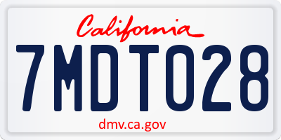 CA license plate 7MDT028