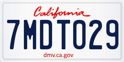 CA license plate 7MDT029