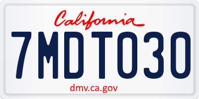 CA license plate 7MDT030