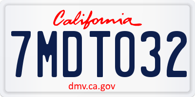 CA license plate 7MDT032